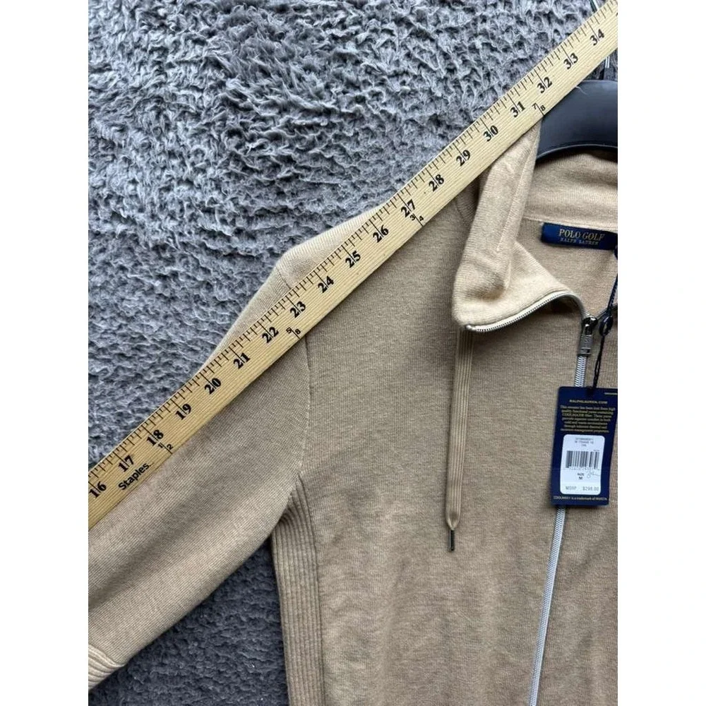 NWT Polo Golf Ralph Lauren Cashmere Blend Full Zip Sweater Tan Mens Size‎ M